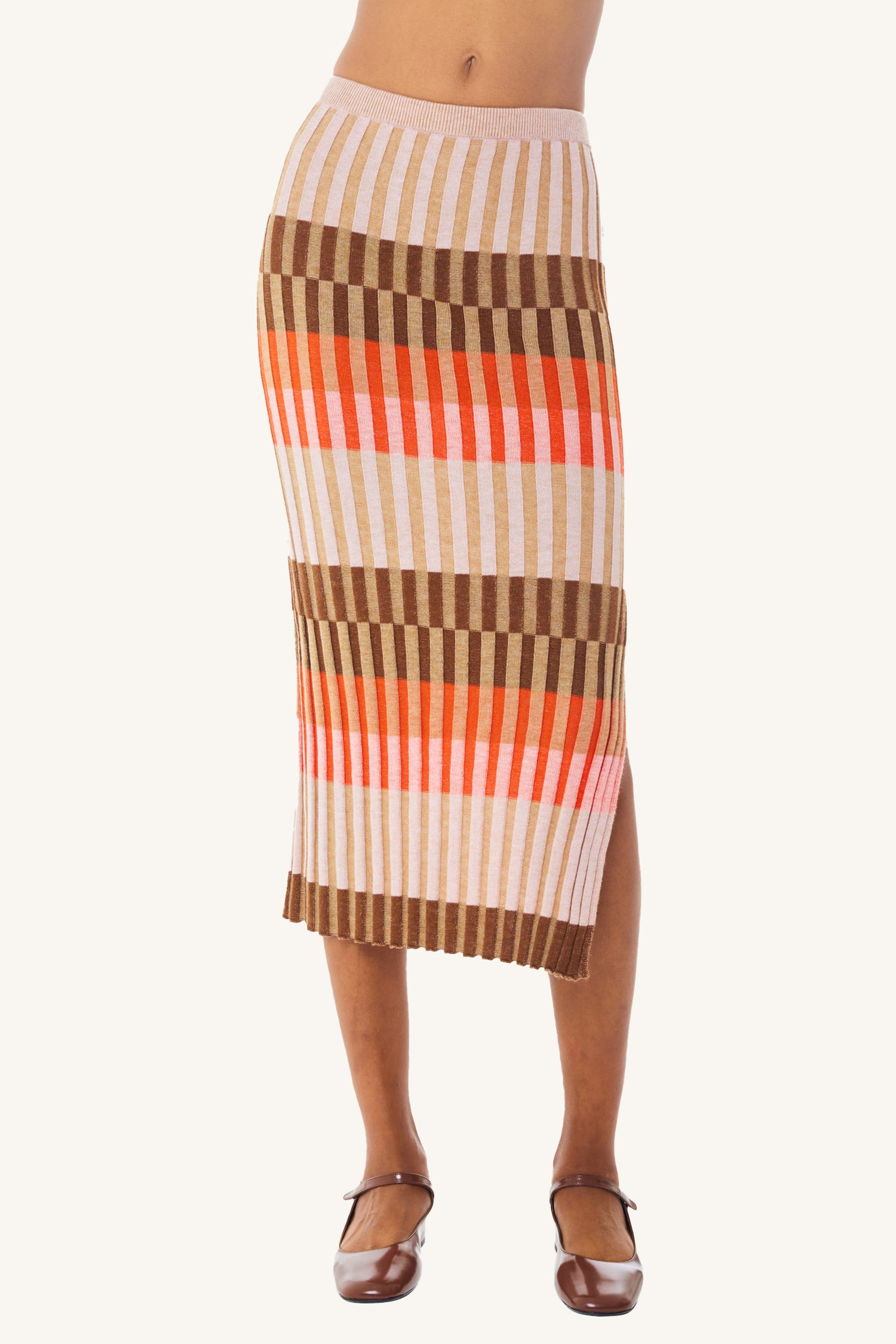 Orange knit midi skirt hotsell