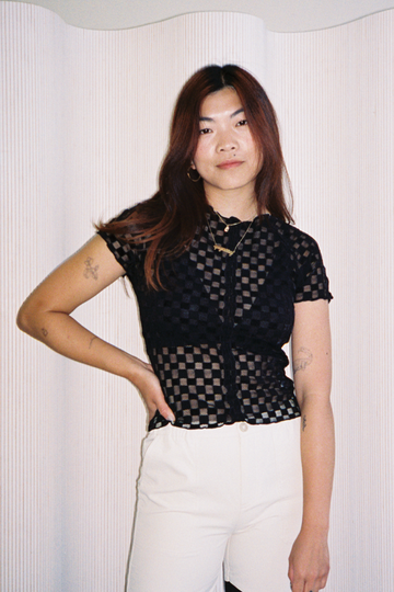 Harmony Checkered Mesh Baby Tee