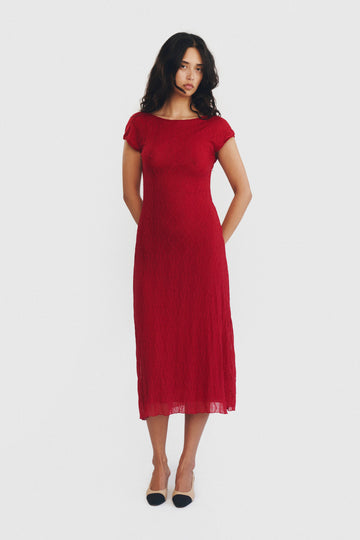 Mariposa Backless Midi Dress In Goji Berry
