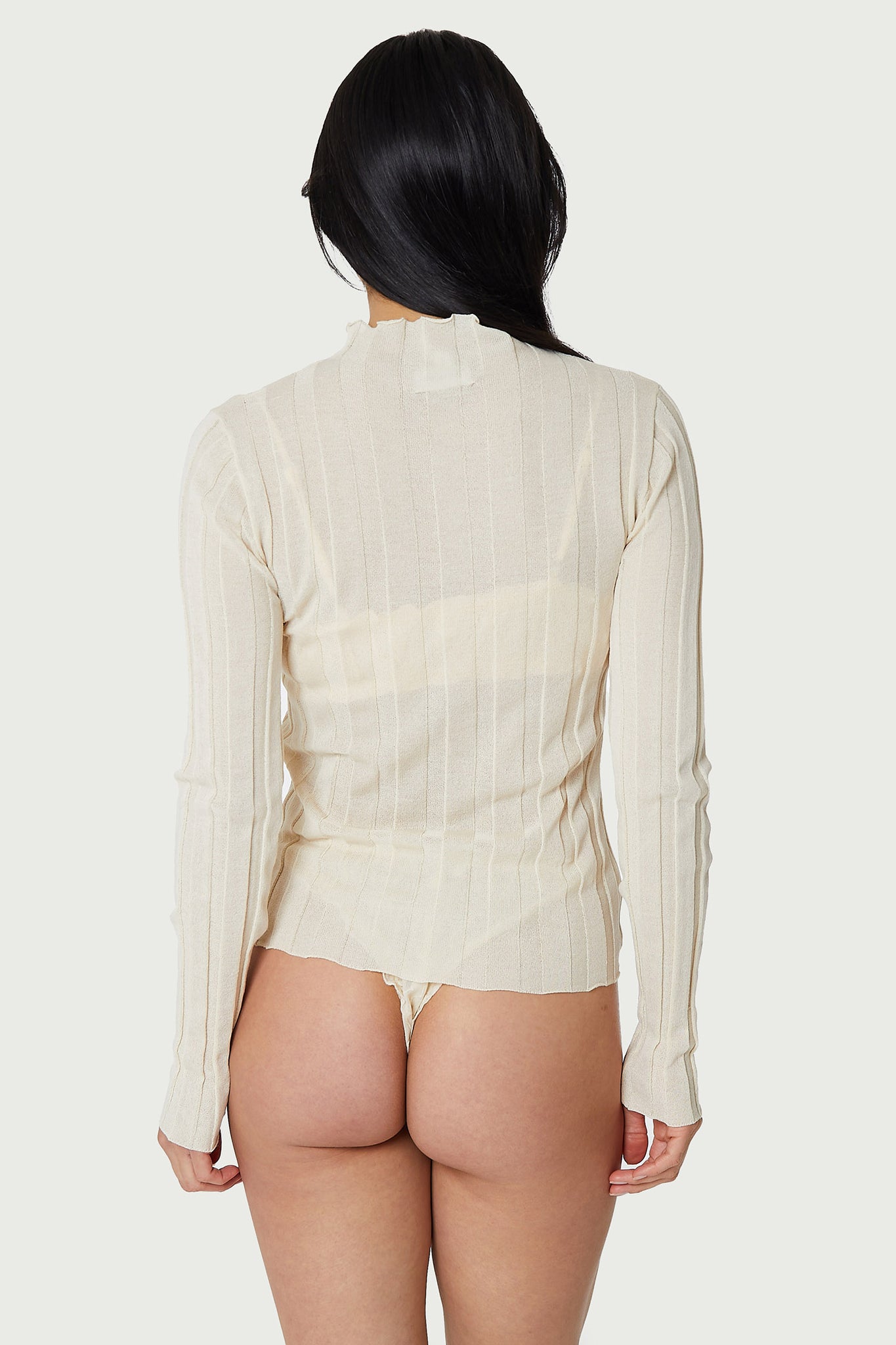 Light Weight Wide Ribbed Knit Mock Neck Top