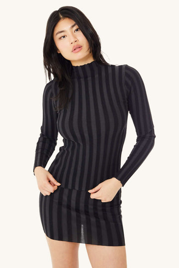 Wide Ribbed Knit Mock Neck Top