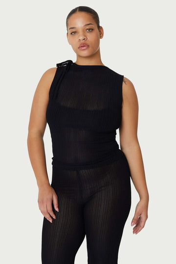 Ribbed Mesh Tie Tank