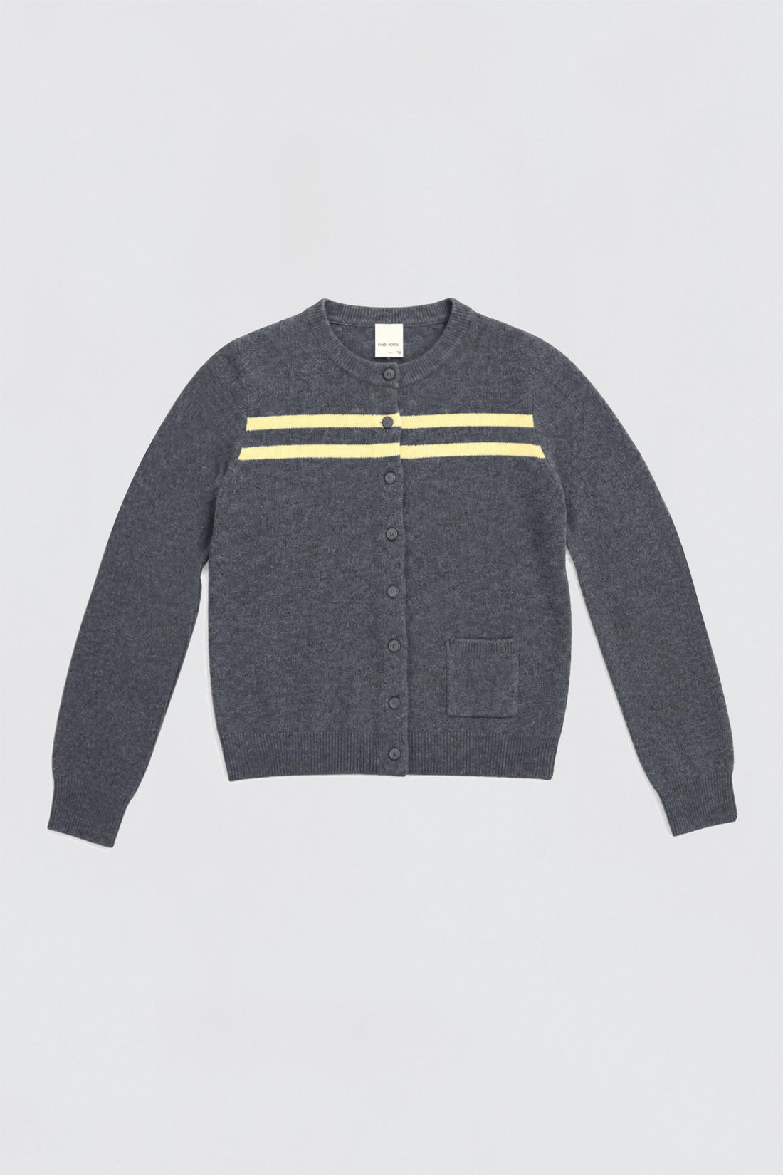 Cashmere Wool Stripe Cardigan in Black Sesame Butter