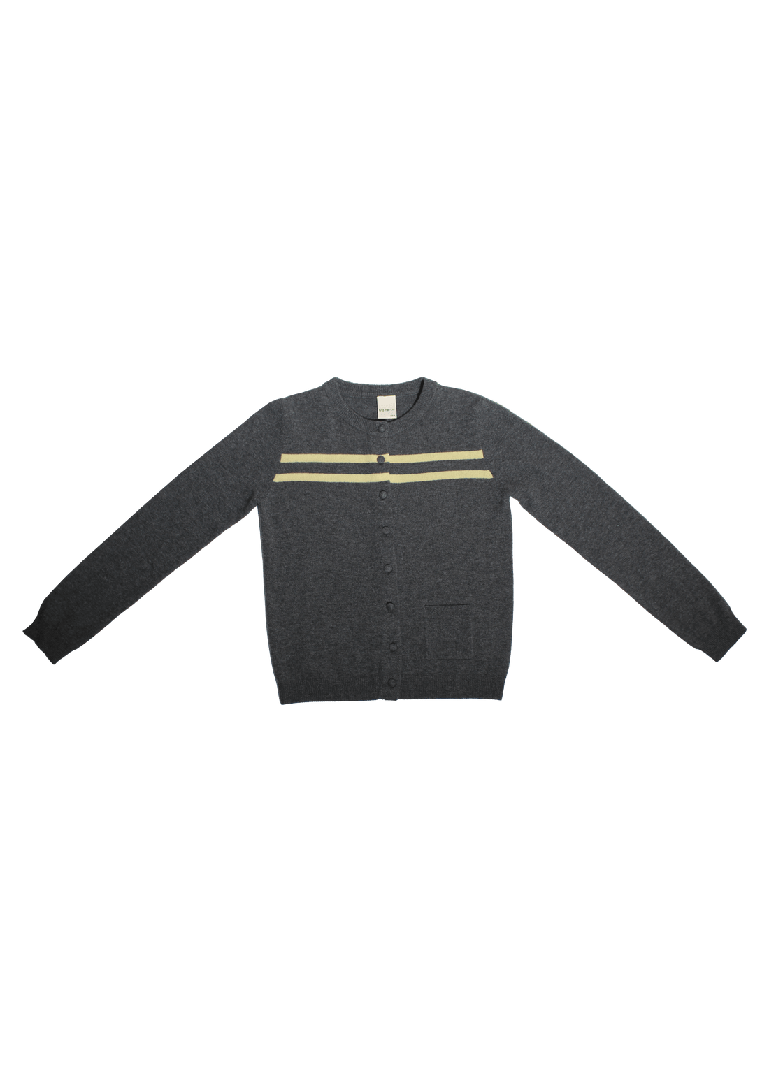 Cashmere Wool Stripe Cardigan in Charcoal/Butter