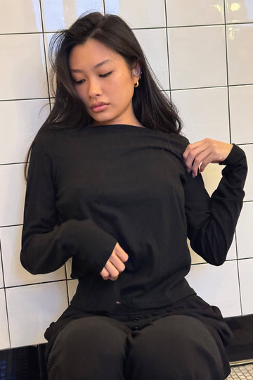 Long Sleeve Open Shoulder Top