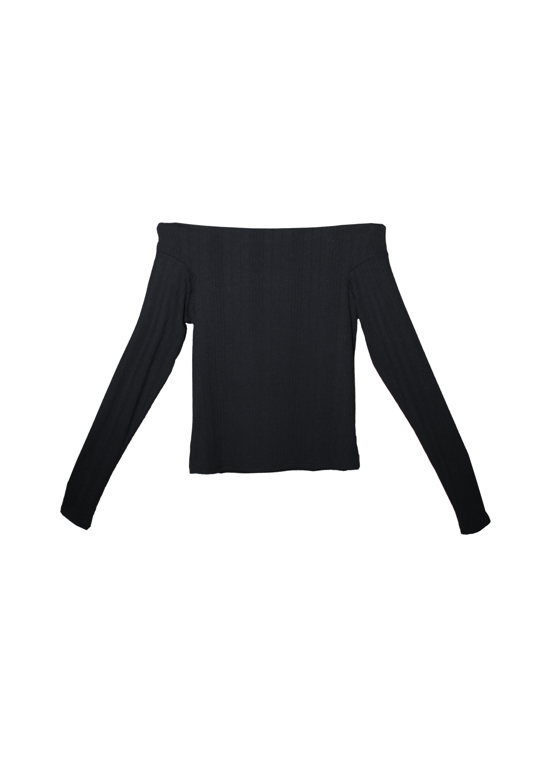 LONG SLEEVE OPEN SHOULDER TOP IN BLACK