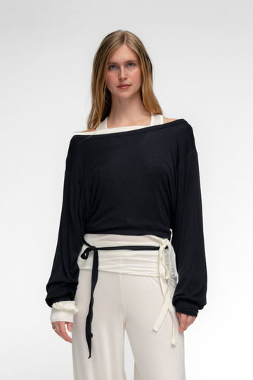 BALLERINA TIE TOP IN CHARCOAL