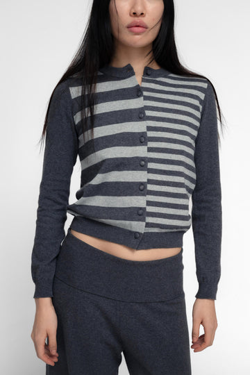 AYLA CARDIGAN IN CHARCOAL AND HEATHER GRAY