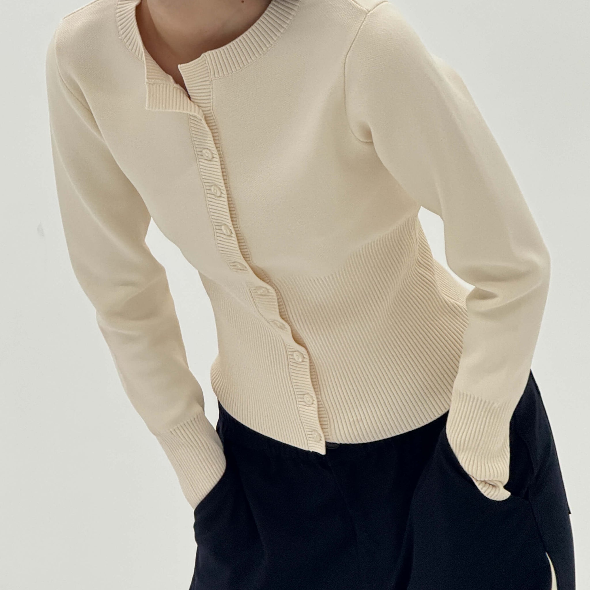 High Rib Waist Cardigan