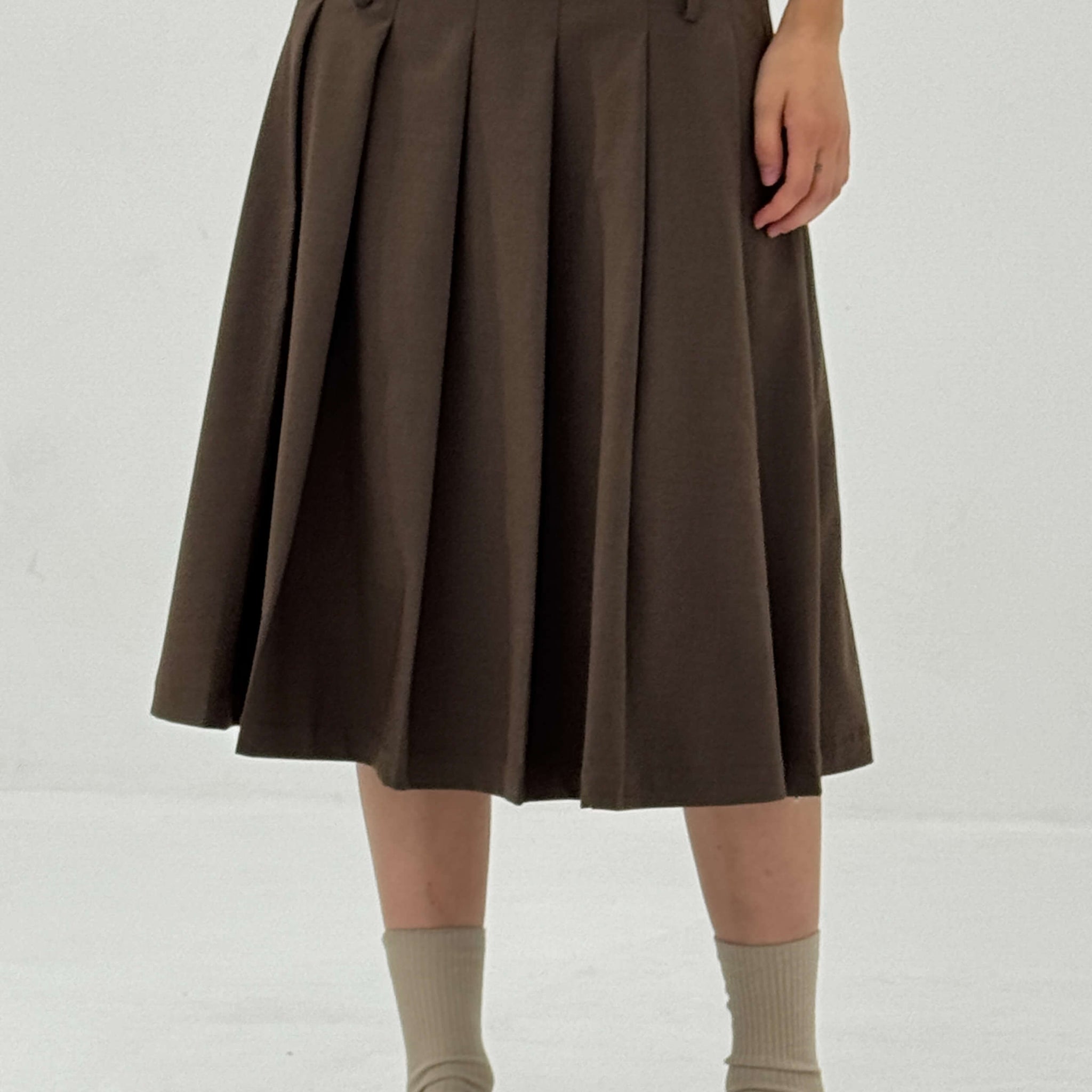 Side Zipper Pleated Skirt
