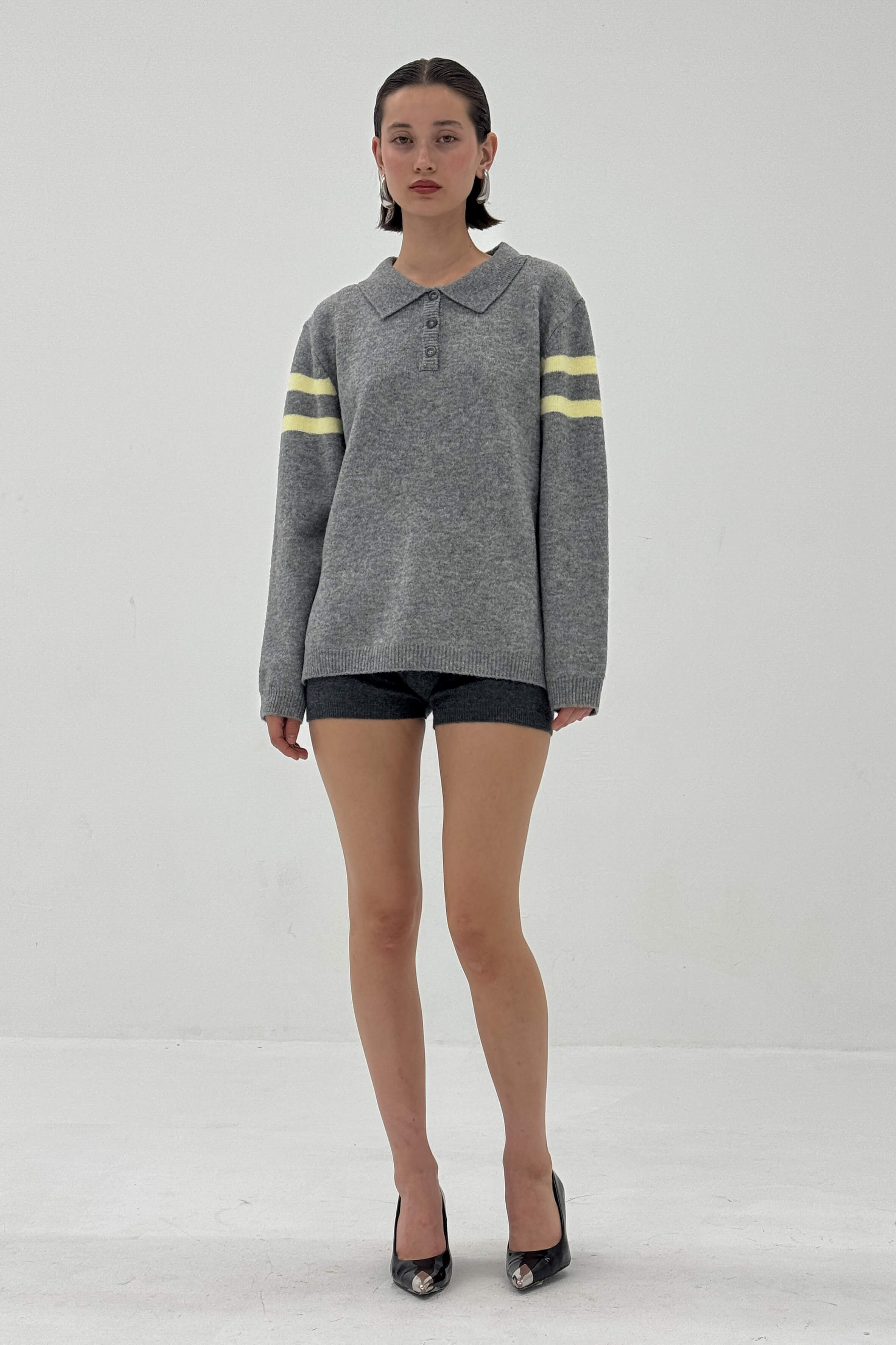 【美品】Embroidery Polo Sweatshirt STRIPED EMBROIDERED POLO SWEATSHIRT - Mid-pink | ZARA Australia