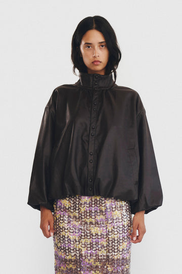 Poof Leather Jacket Jacket In Double Shot