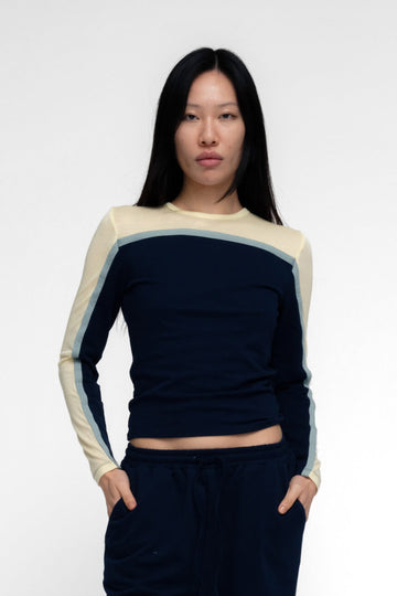 RAON TOP IN NAVY MULTI