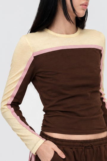 RAON TOP IN CHOCOLATE COLORBLOCK