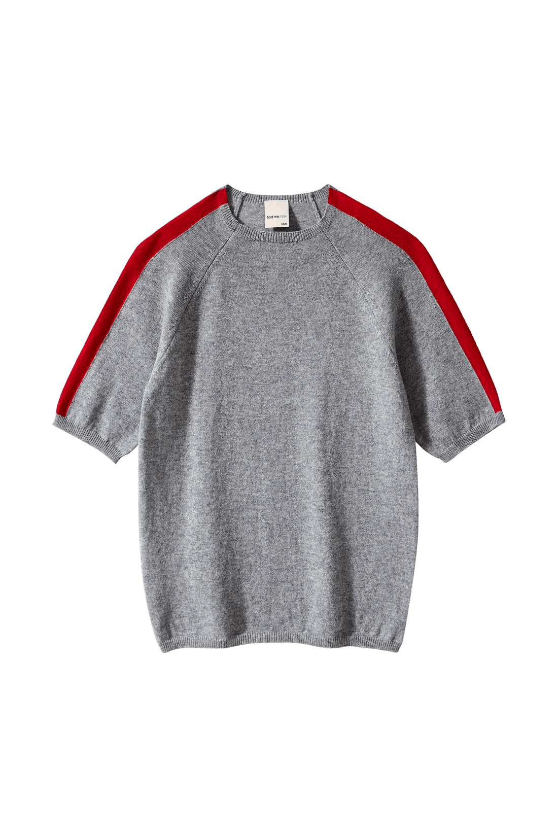 STRIPE RAGLAN SHORT SLV TOP IN CHARCOAL AND SCARLET