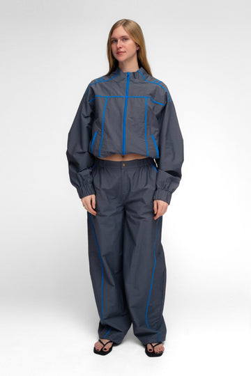 HAON JACKET IN CHARCOAL AND COBALT