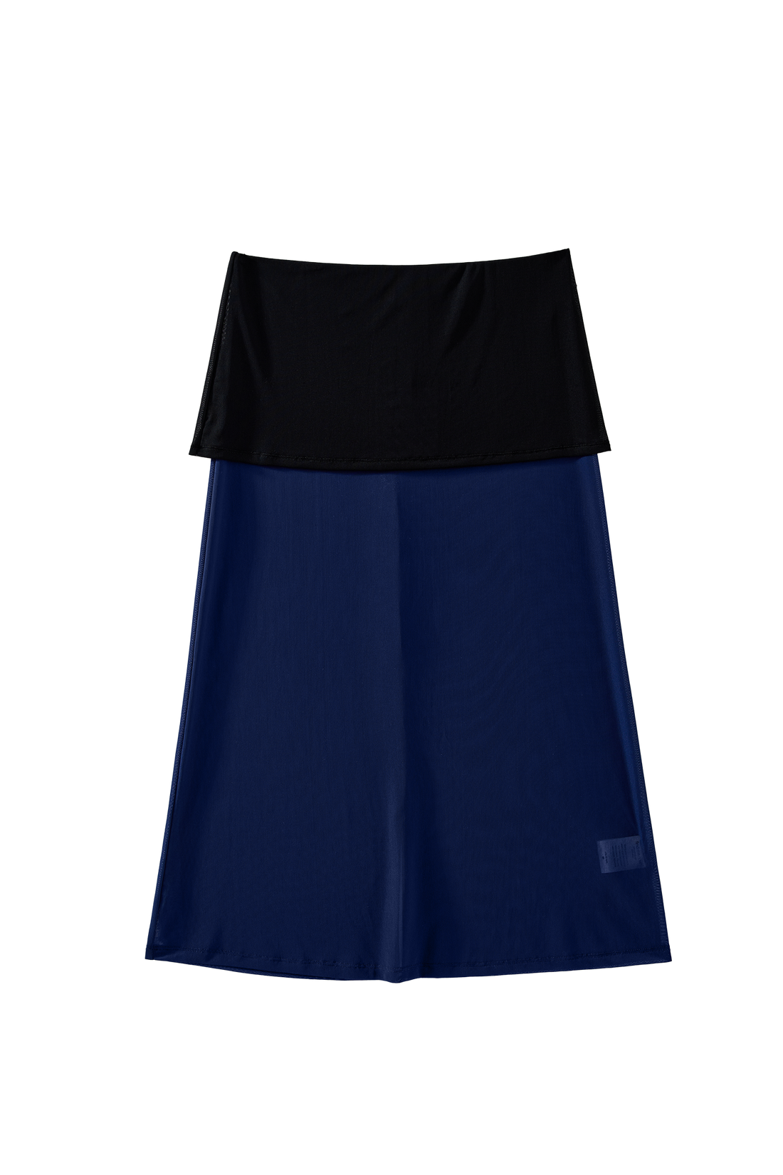 FOLDOVER STRAIGHT MIDI SKIRT IN NAVY