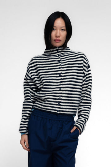 SIEL CARDIGAN IN NAVY AND WHITE