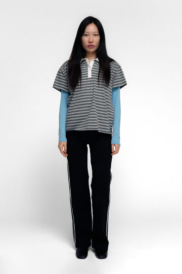 WOOJU T-SHIRT IN HEATHER GRAY STRIPE