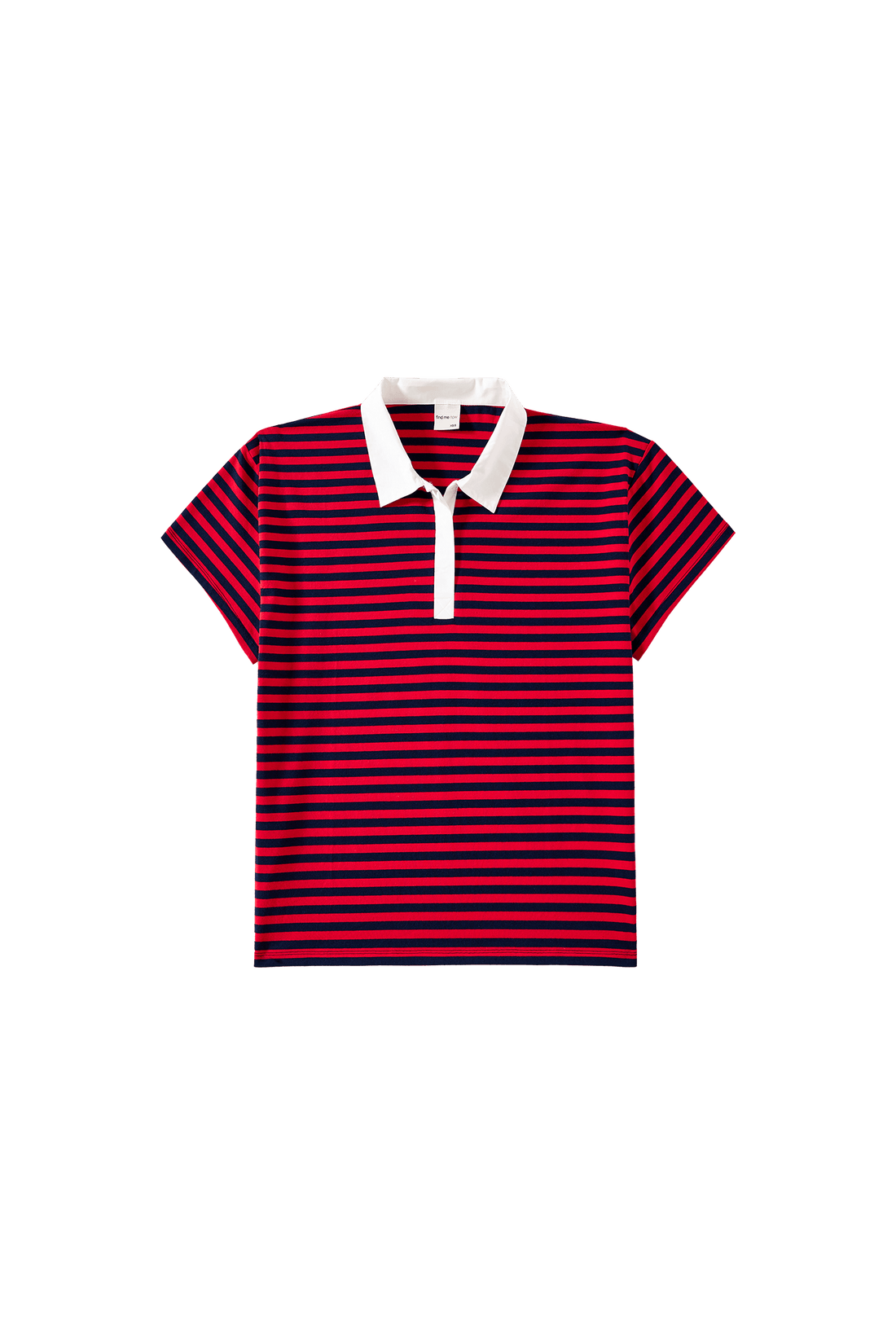 WOOJU T-SHIRT POLO IN SCARLET STRIPE
