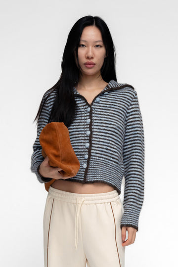 Ho-Sook KNIIT CARDIGAN IN BLUE STRIPE