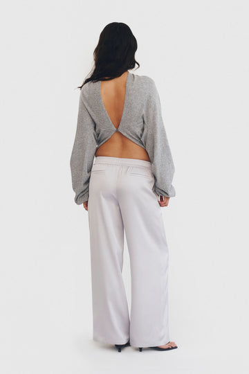 CASHMERE WOOL MULTI-WAY BOLERO TOP IN HEATHER GREY