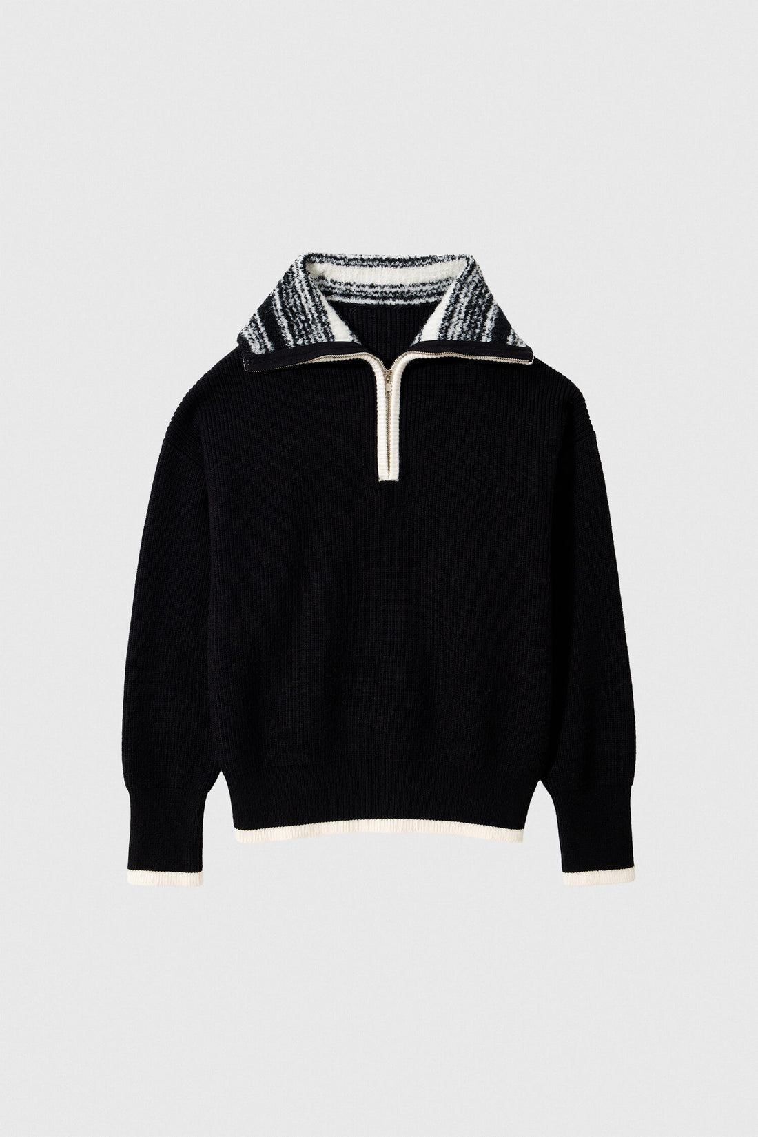 Henley Half Zip In Black