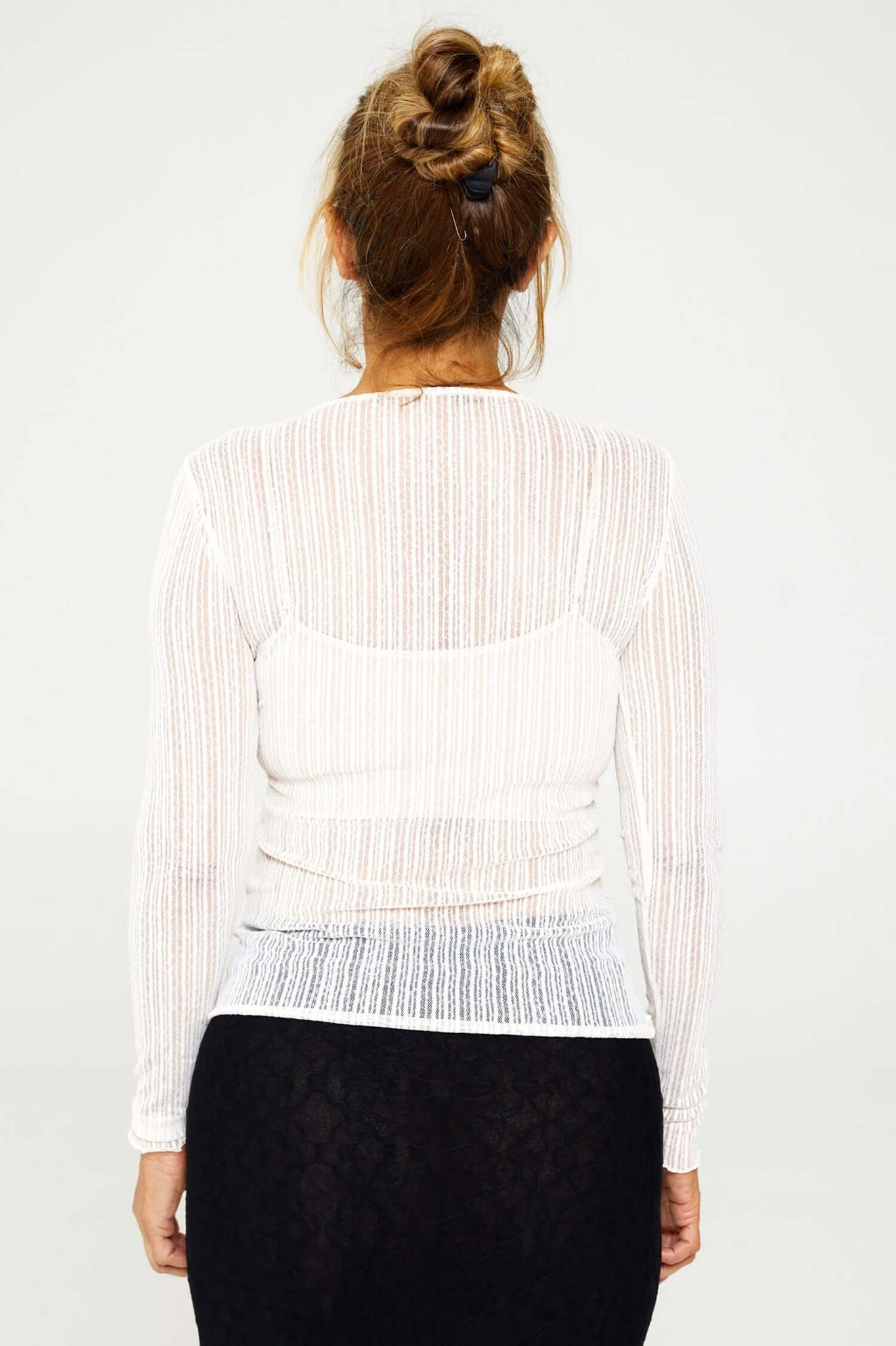 Ribbed Mesh Crew Long Sleeve