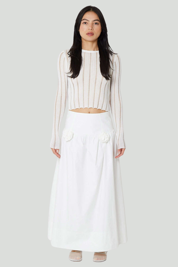 Tamia Pleated Skirt in Bone