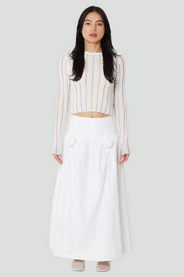 Tamia Pleated Skirt in Bone