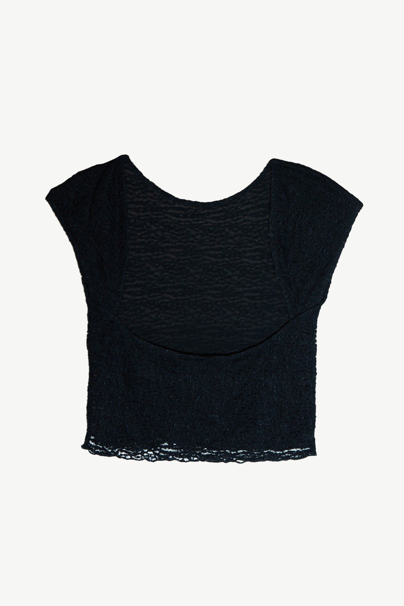 Crepe Mesh Backless Tee