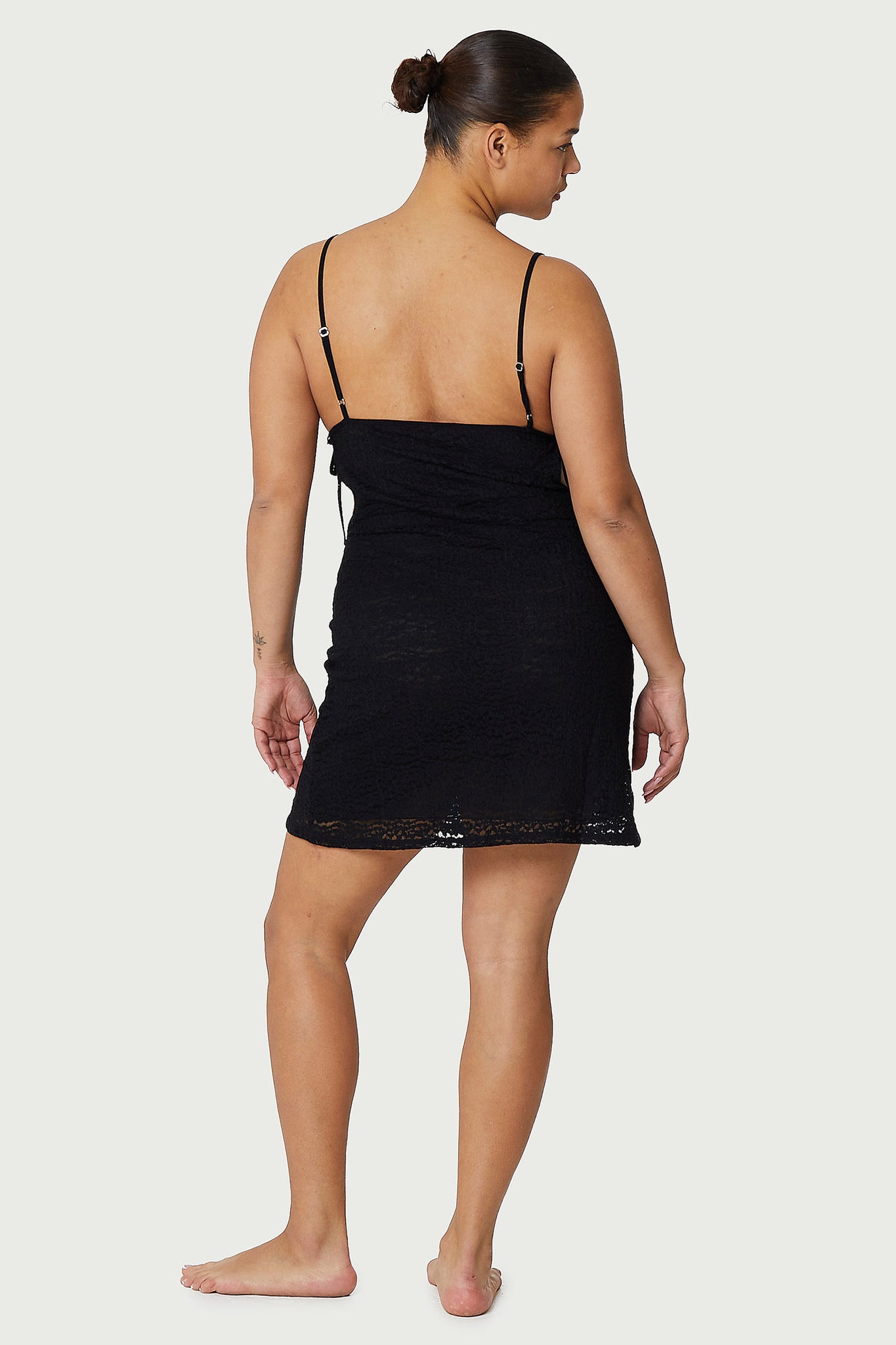 Crepe Mesh Mini Dress