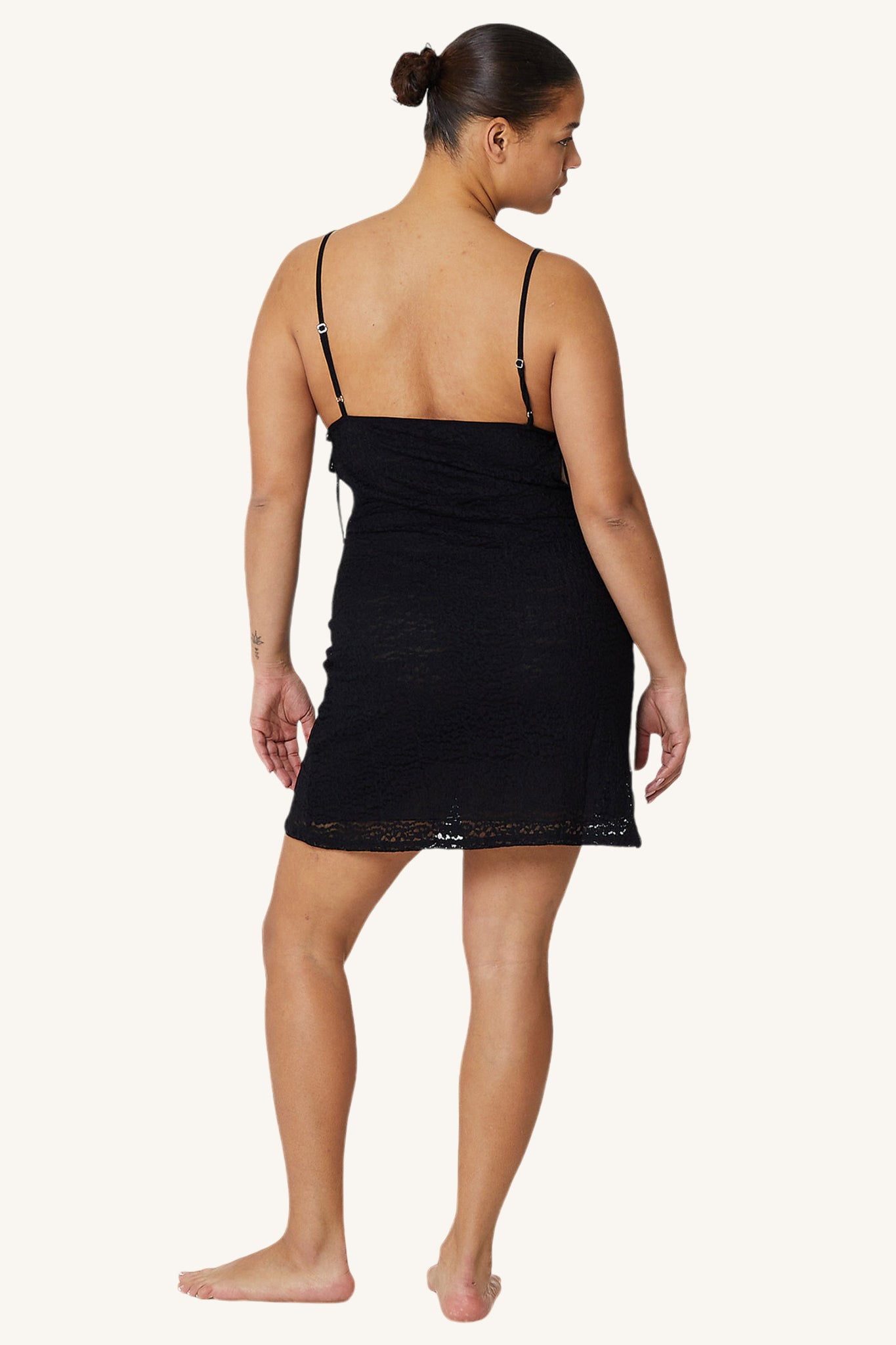 Crepe Mesh Mini Dress