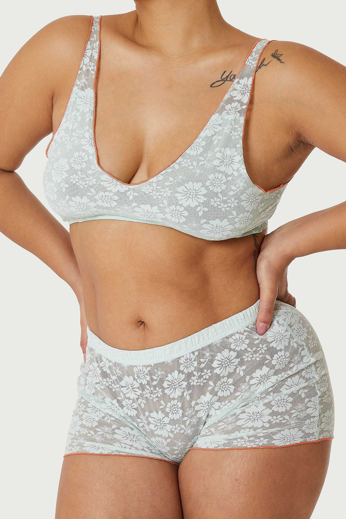 Silky Floral Mesh Bralette + Boy Short Bundle