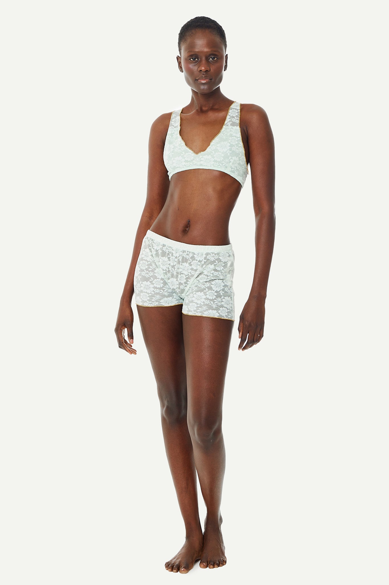 Silky Floral Mesh Boy Short