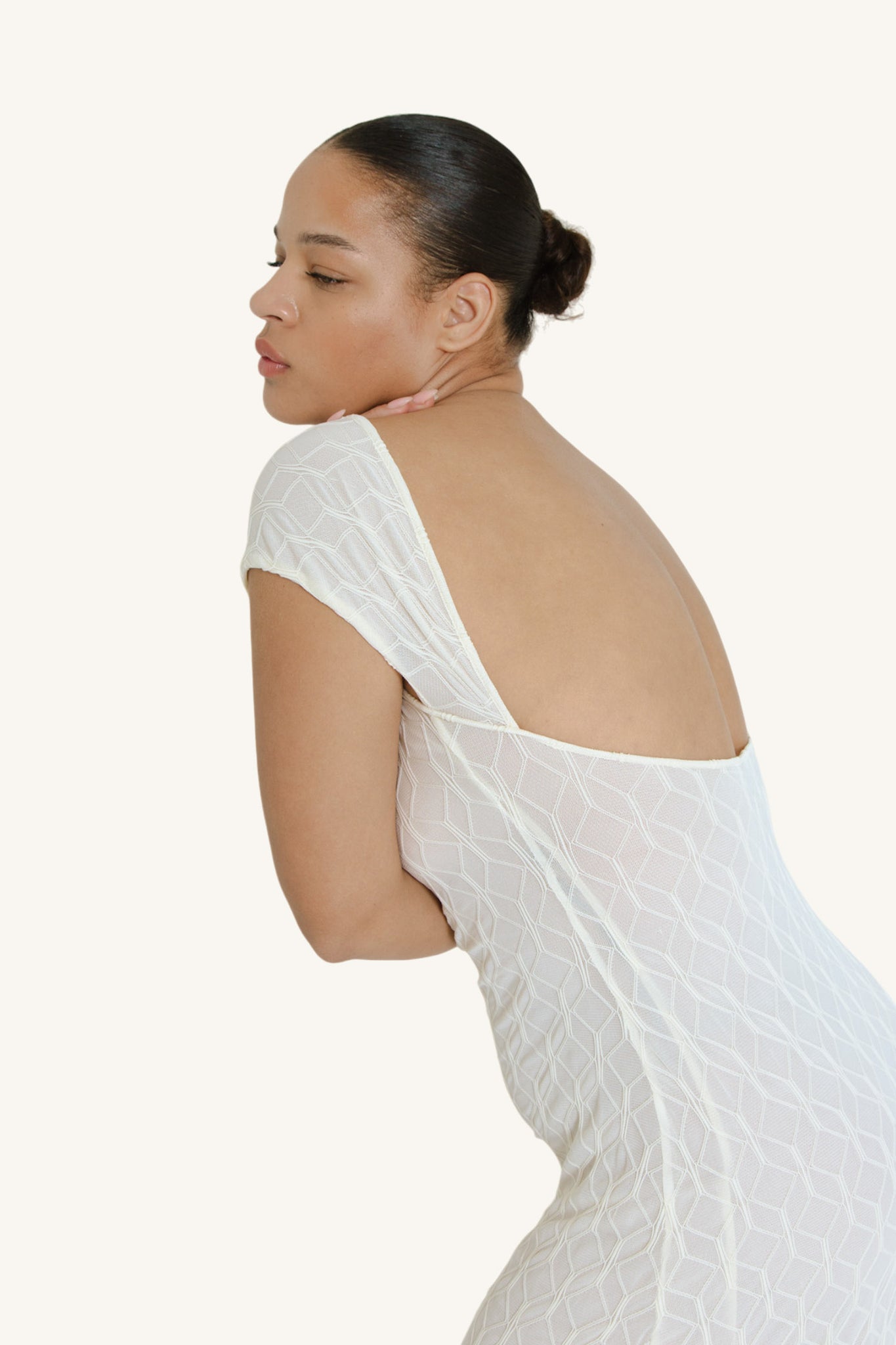 Diamond Mesh Backless Dress