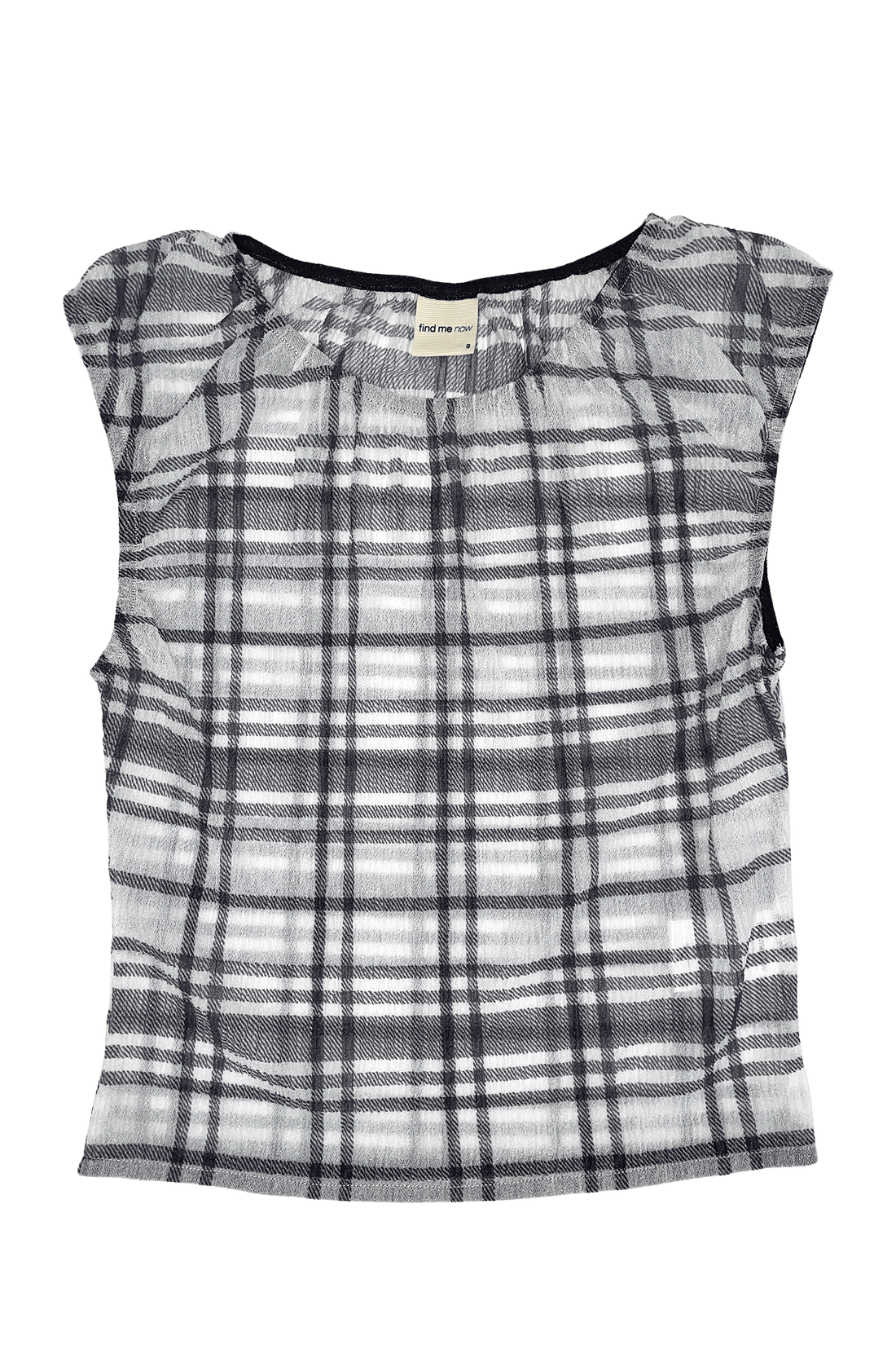 Plaid Crinkled Mesh Ruched Tank