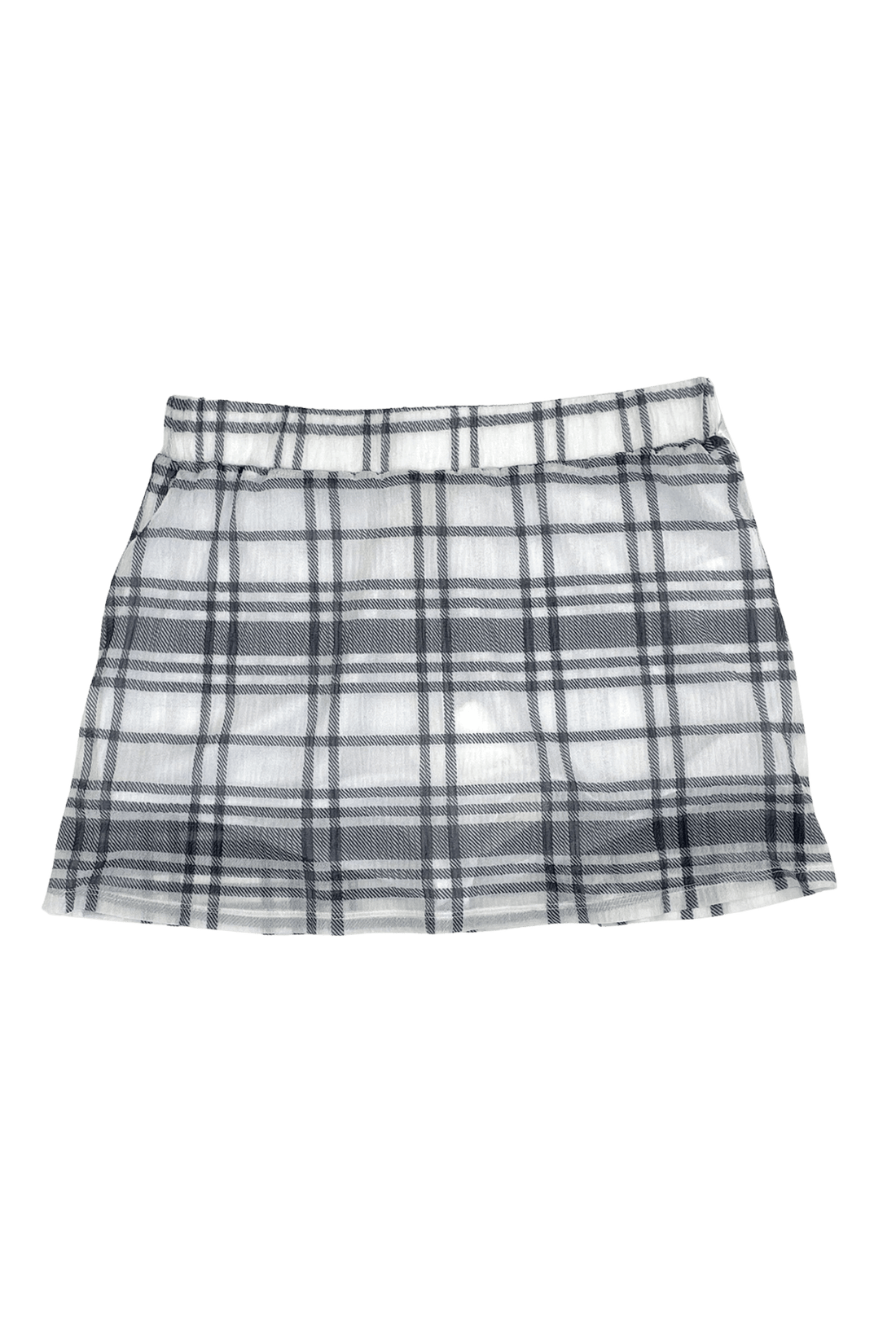 Plaid Crinkled Mesh Boxer Skort