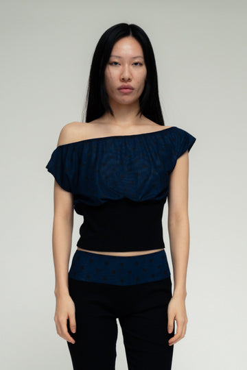 SORI TOP IN SAILOR POLKA BLACK