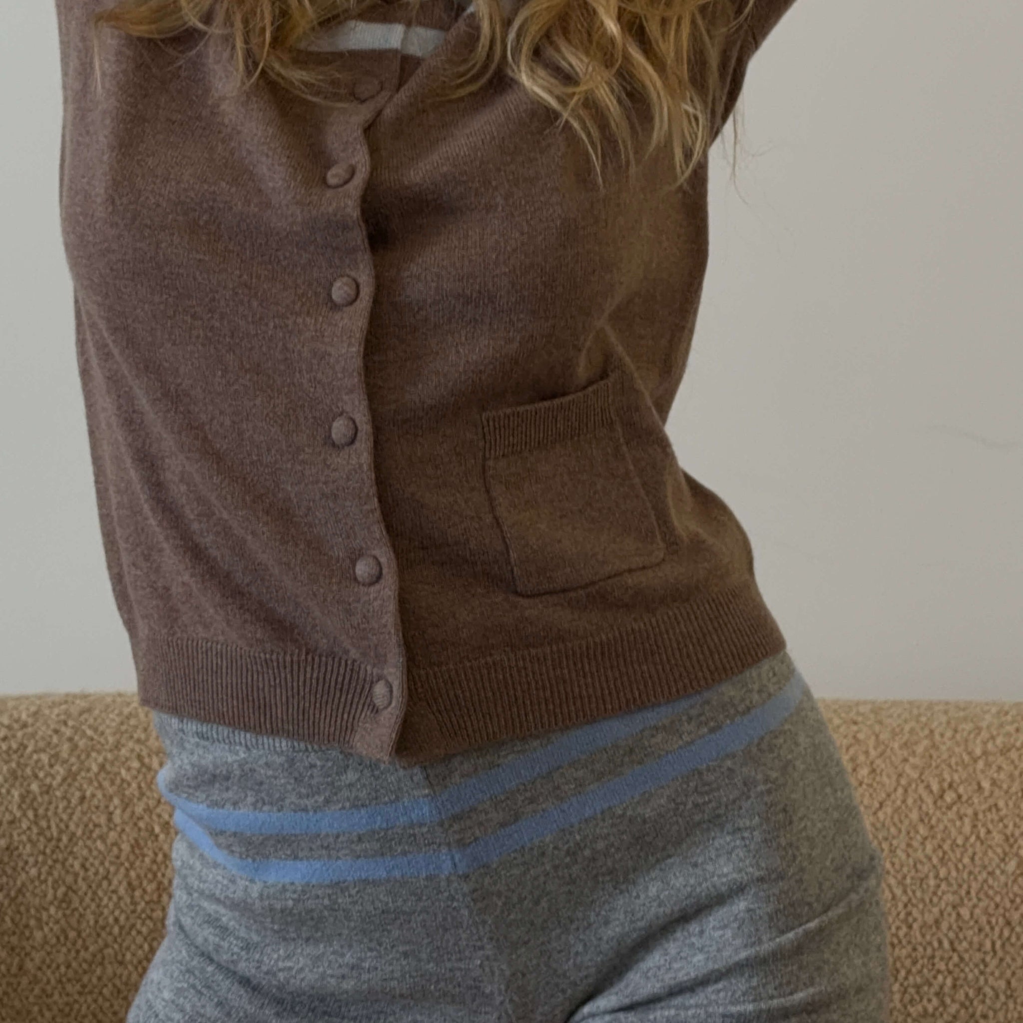 Cashmere Wool Stripe Knit Shorts