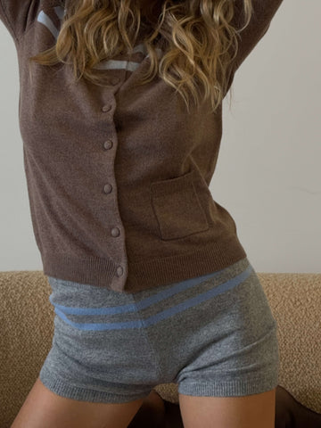 Cashmere Wool Stripe Knit Shorts