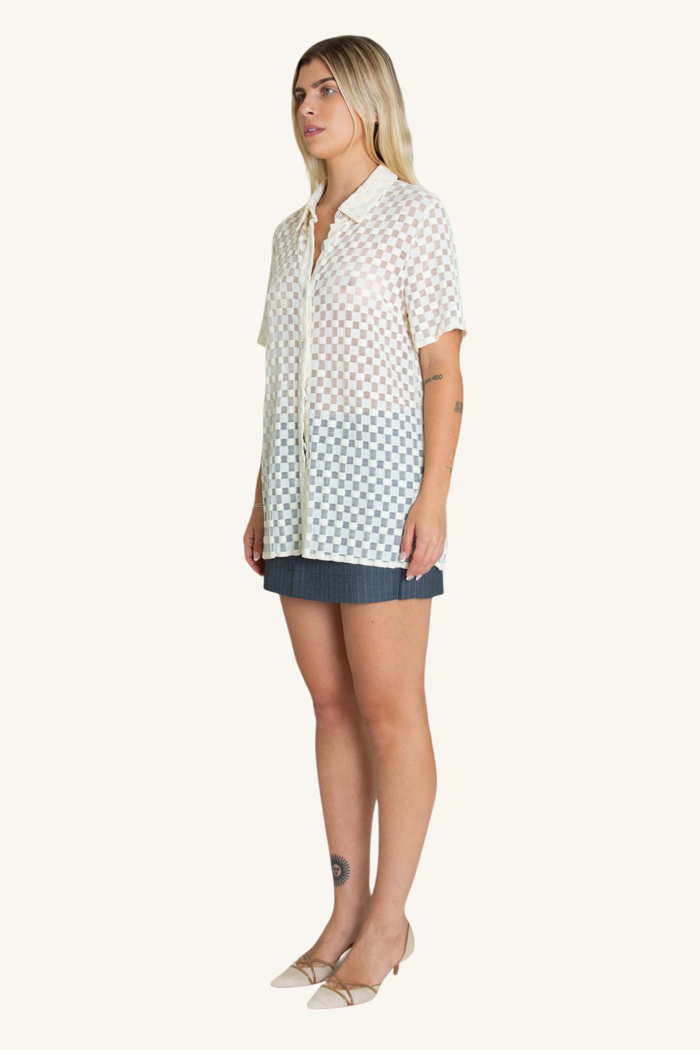 Harmony Checkered Mesh Button Down