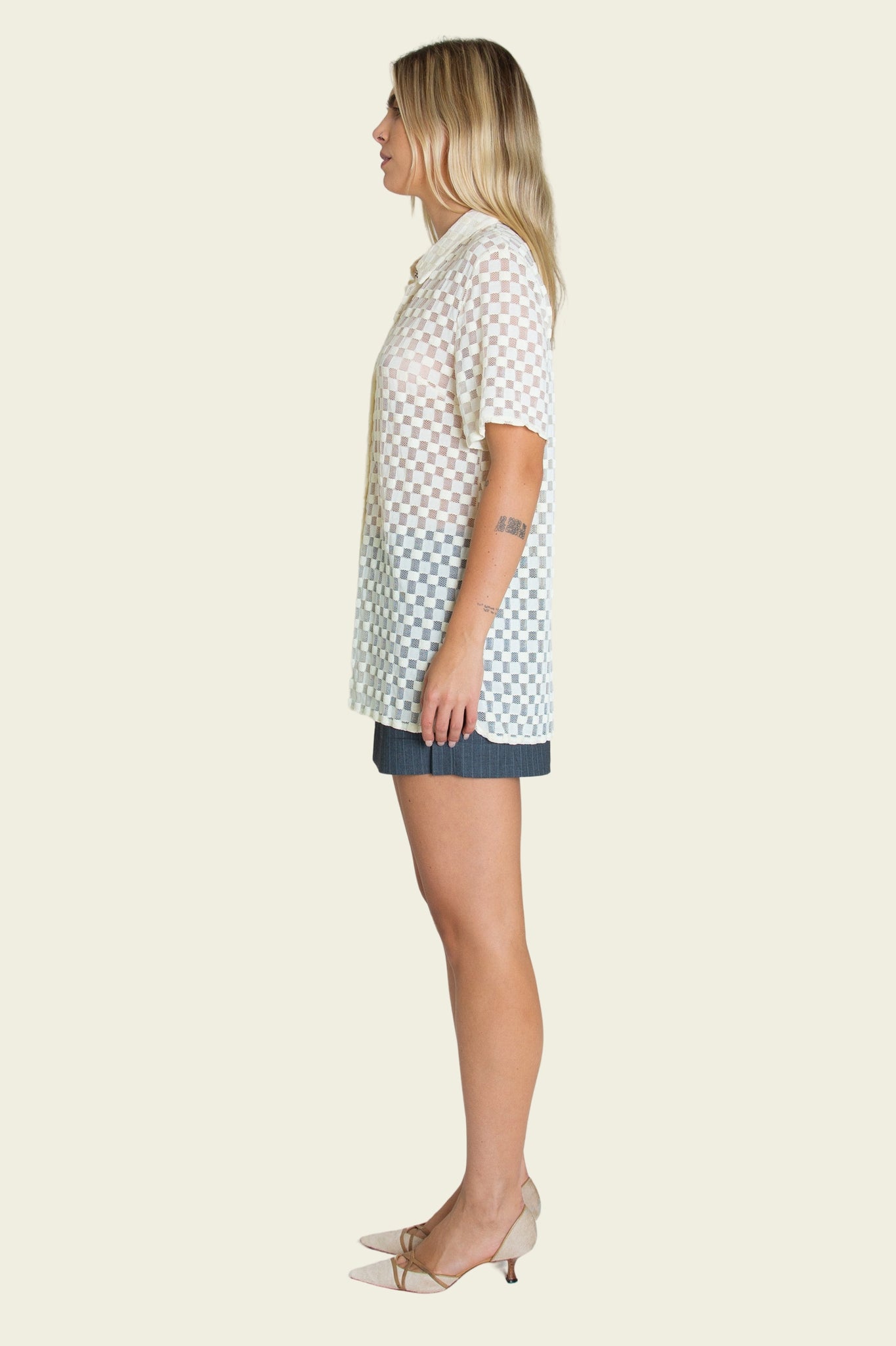 Harmony Checkered Mesh Button Down