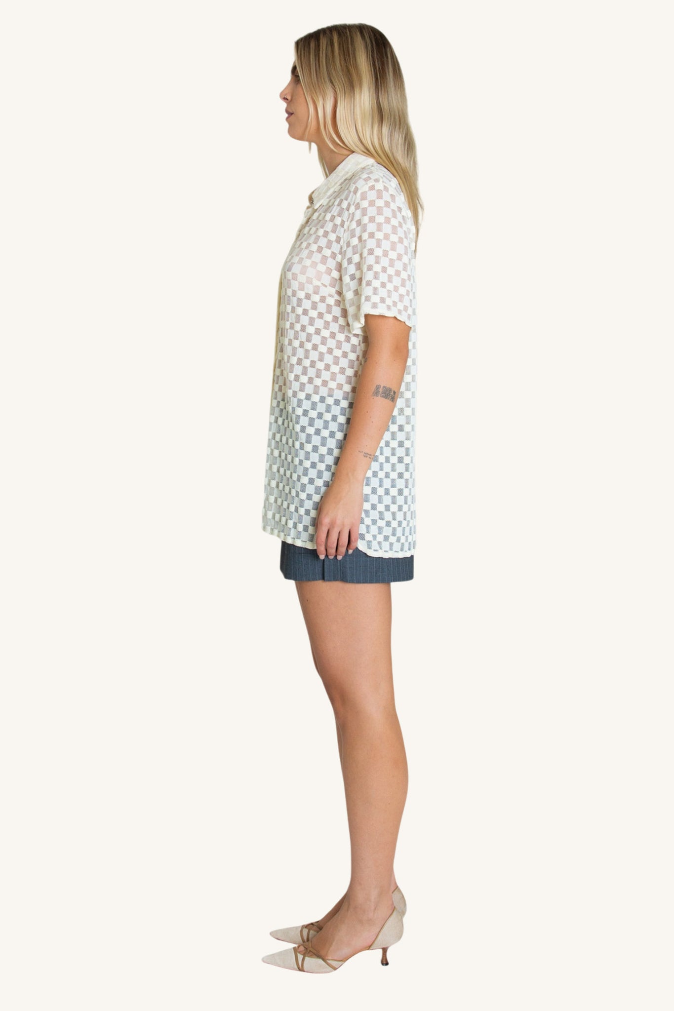 Harmony Checkered Mesh Button Down