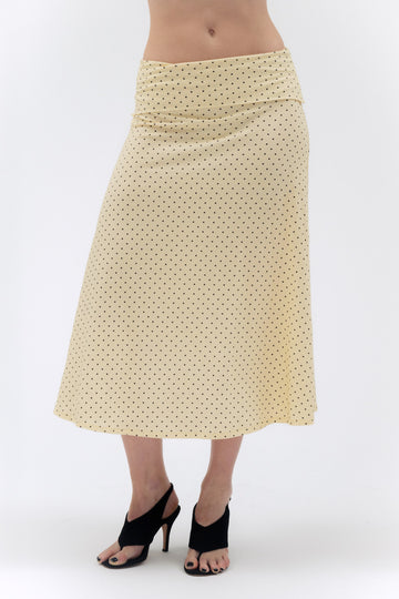 FOLDOVER FLARED MAXI SKIRT IN BUTTER