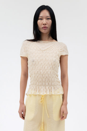 RUCHED ROSS SLVLESS TOP IN CREAM