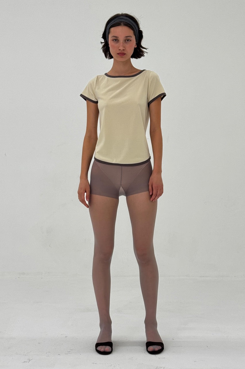 Binded Short Sleeve Tee in Ivory