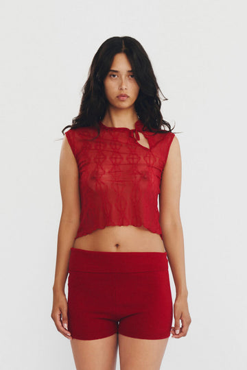Mariposa Keyhole Tee In Goji Berry