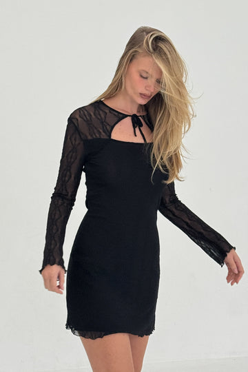 MARIPOSA LONG SLEEVE BOW MINI DRESS