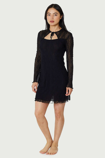 MARIPOSA LONG SLEEVE BOW MINI DRESS